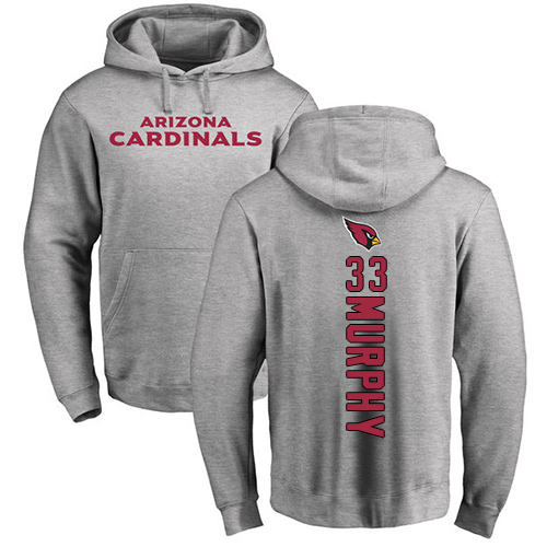 Arizona Cardinals Men Ash Byron Murphy Backer NFL Football #33 Pullover Hoodie Sweatshirts